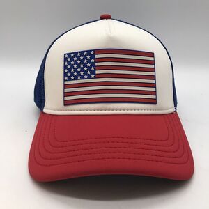 Vintage American Needle USA Flag Cap Snapback Mesh Rubber Patch Foam Front Hat